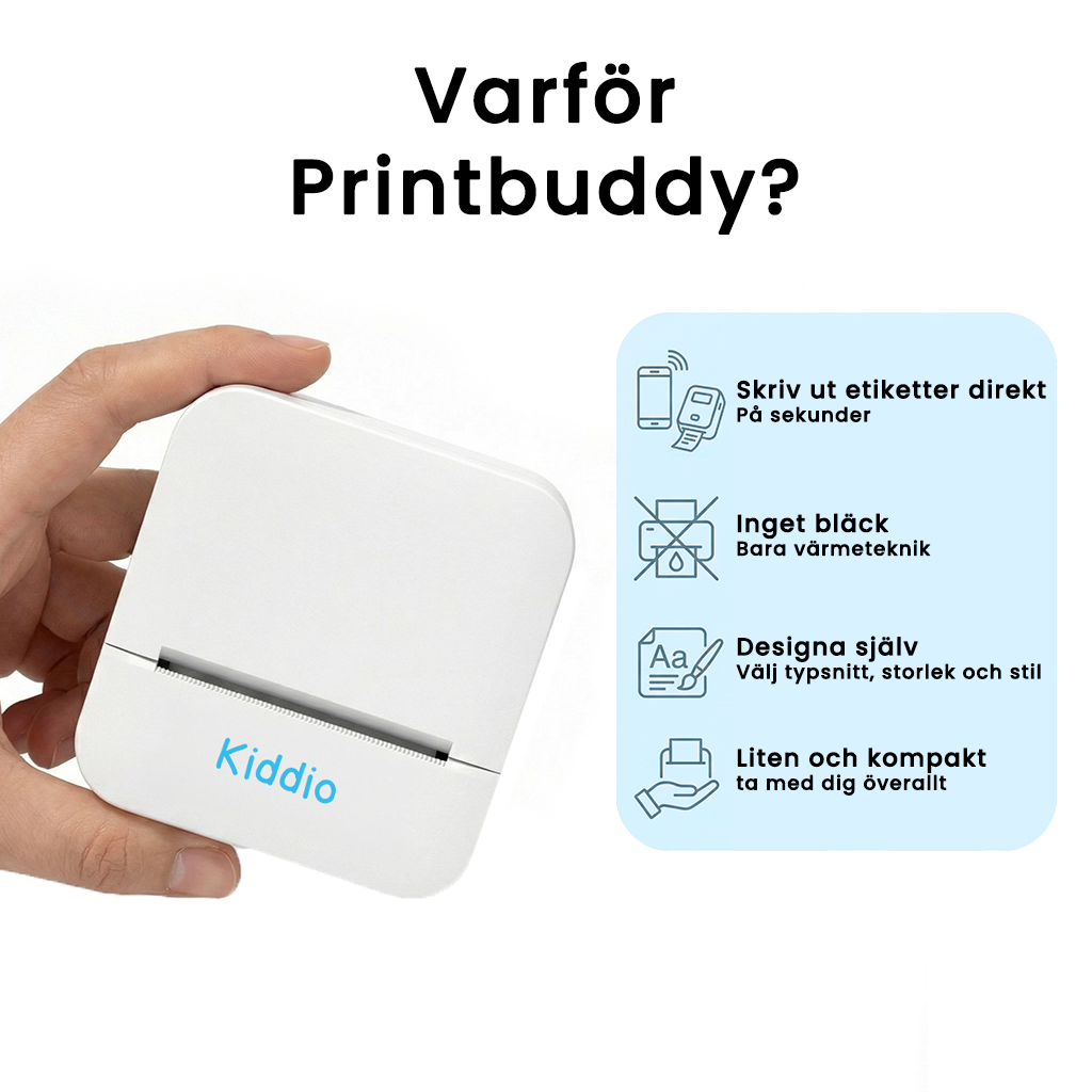 Printbuddy™ - Skriv ut etiketter direkt från mobilen på sekunder